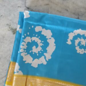 Sky Blue Tie-Dye Elegance Saree with Golden Zari Border