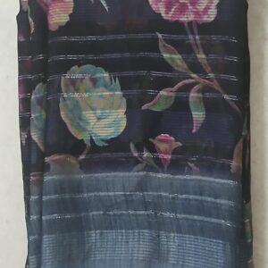 Midnight Floral Elegance Saree